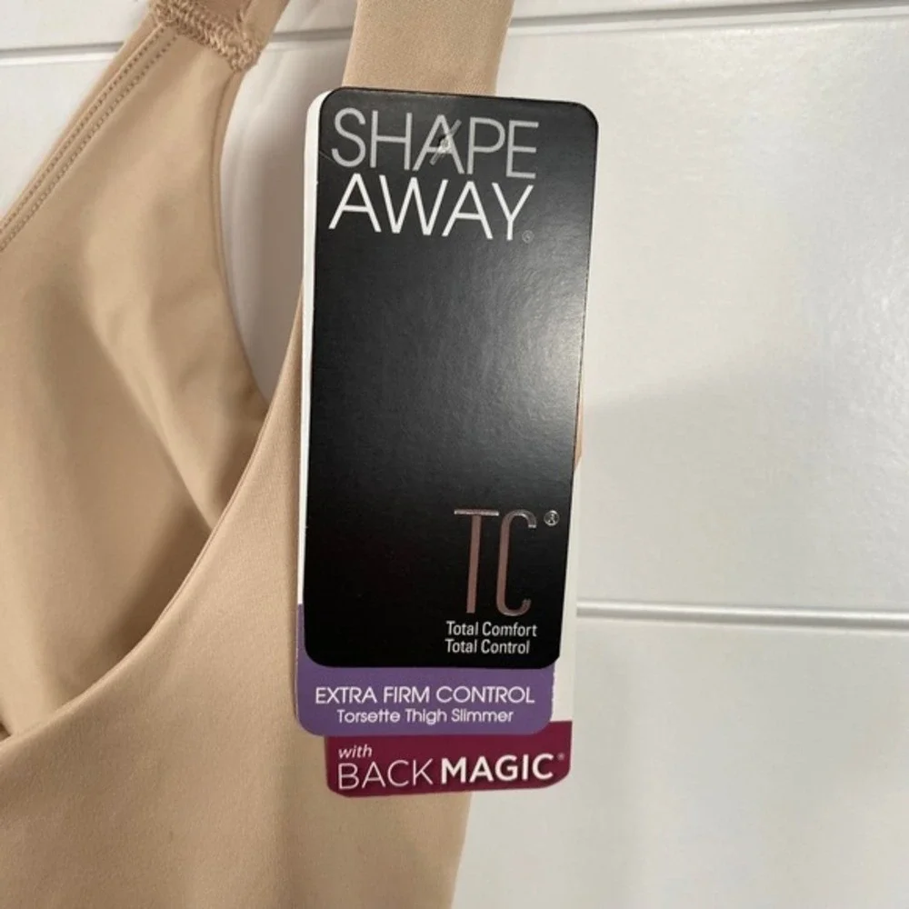 Total Comfort Womens Shape Away Extra Firm Control‎ Torsette Thigh Shapewear M